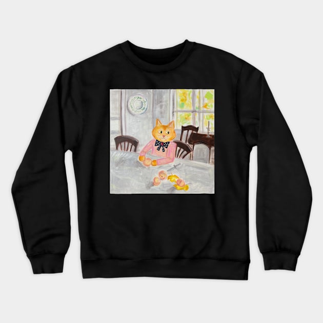 Cat with peaches sticker Crewneck Sweatshirt by Judinart